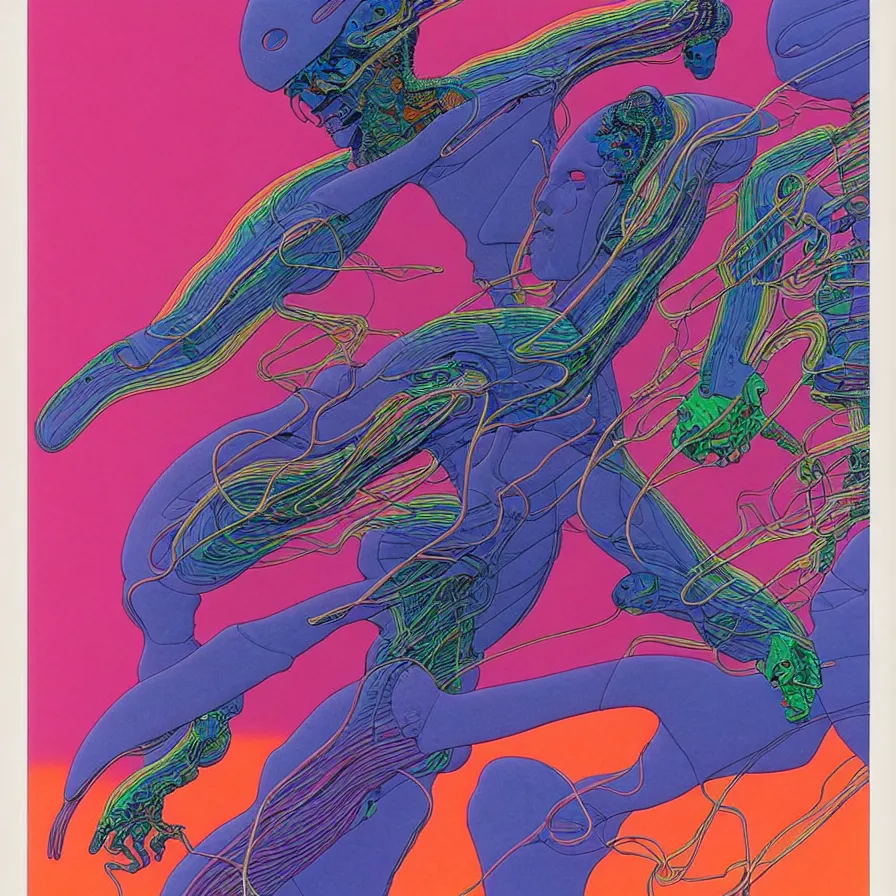 Image similar to ( ( ( ( life ) ) ) ) by mœbius!!!!!!!!!!!!!!!!!!!!!!!!!!!, overdetailed art, colorful, artistic record jacket design