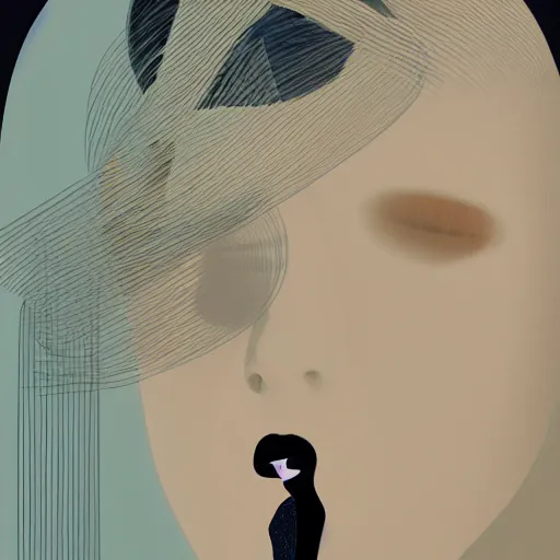 Prompt: a woman in a virtual reality system, illustration for dior by stina persson and yoshitaka amano