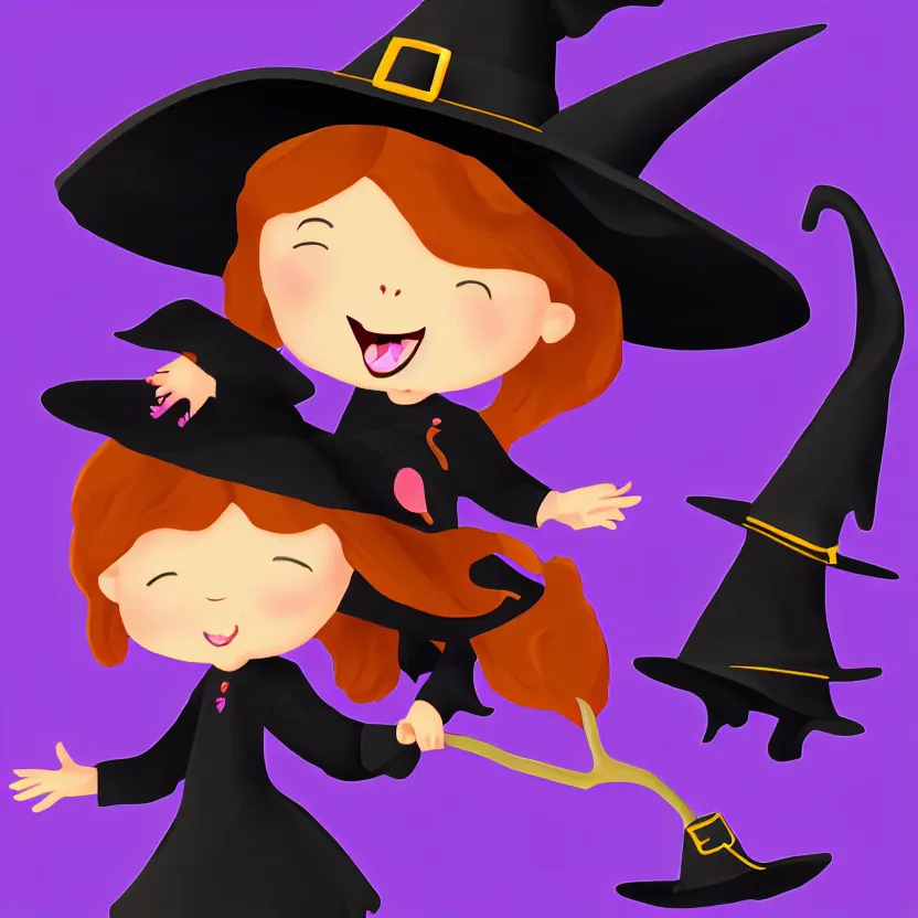 Prompt: cute witch, clip art, trending on artstation, 8 k,