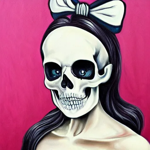 Prompt: painting of skull portrait young woman skeleton, hello kitty, elegant, highly detailed, by singer sergeant-n 9