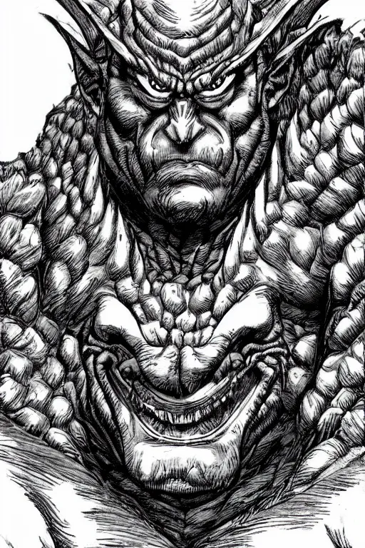 Image similar to hunched ogre, highly detailed, digital art, sharp focus, trending on art station, kentaro miura manga art style