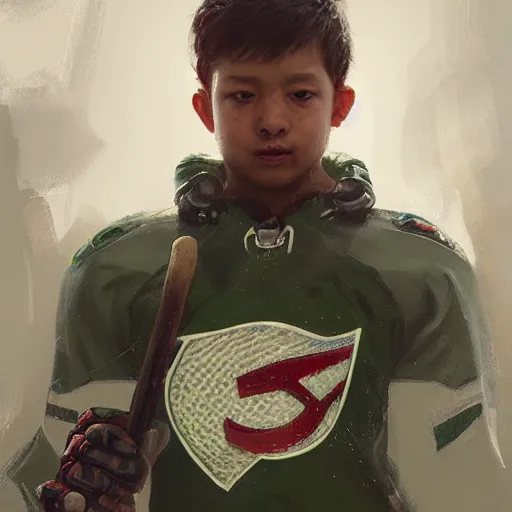 Image similar to frog wearing hockey uniform, intricate, sharp focus, illustration, highly detailed, digital painting, concept art, matte, art by ruan jia and wlop and greg rutkowski, masterpiece