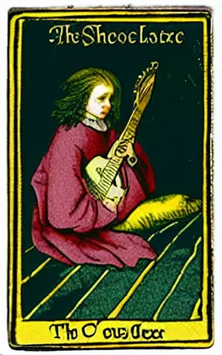 Image similar to The shoegaze guitarist, 1600s tarot card