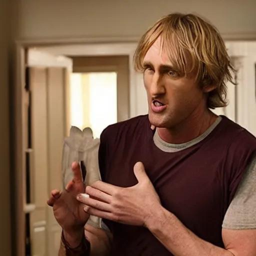 Image similar to still from a romantic comedy starring Owen Wilson and Cthulhu, eldritch god of insanity