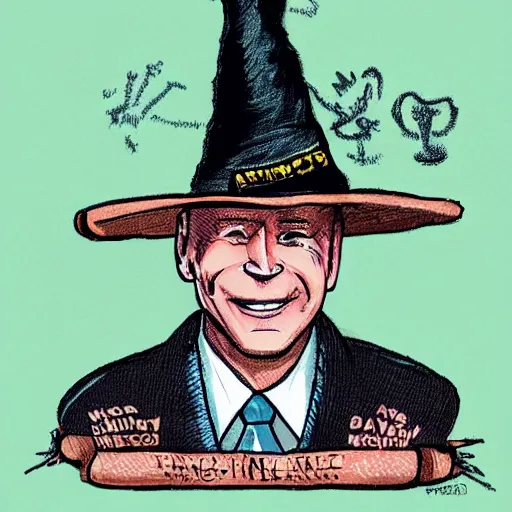 Prompt: 2020 Presidental Debates where Joe Biden wears a witch hat