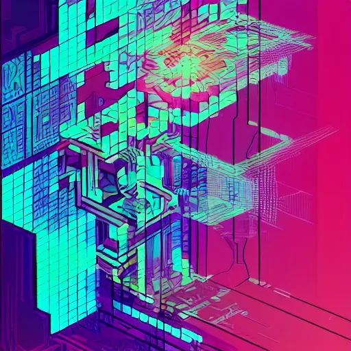 Image similar to geometry drawings with glitch effect medium shot of mysterious object digital illustration android netrunner by dan mumford