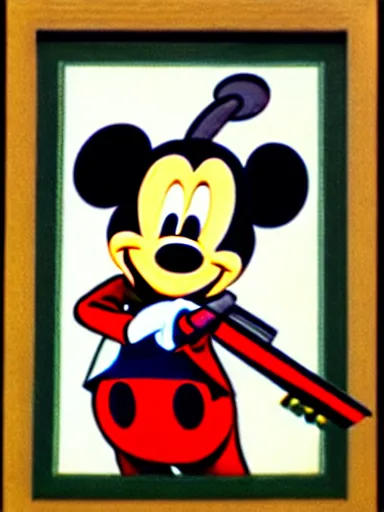 Prompt: an anthropomorphic mouse holding a shotgun, art by walt disney