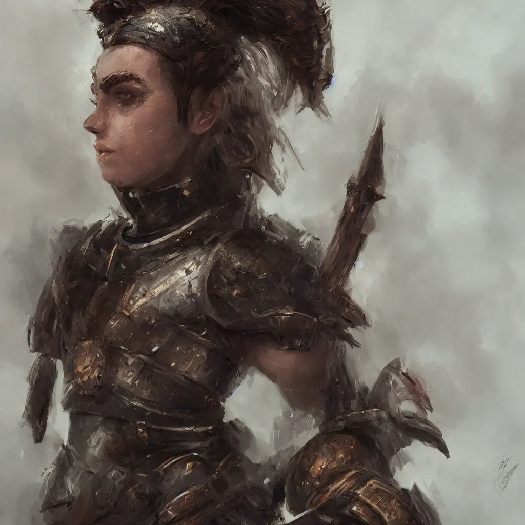 Prompt: portrait a one beautiful warrior, 8k, trending on artstation