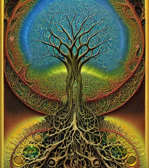 Image similar to tree of life by roger dean and andrew ferez, art forms of nature by ernst haeckel, divine chaos engine, symbolist, visionary, art nouveau, botanical fractal structures, organic, detailed, realistic, surreality