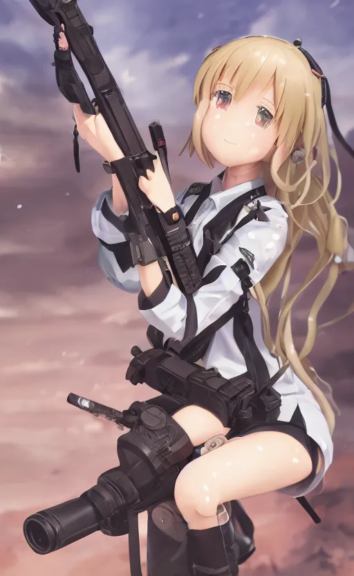 Image similar to toy, school uniform, portrait of the action figure of a girl, girls frontline style, anime figure, dirt and smoke background, flight squadron insignia, realistic military gear, 70mm lens, round elements, photo taken by professional photographer, character design by shibafu, trending on facebook, symbology, anime human anatomy, 4k resolution, matte, empty hands, realistic military carrier, forest