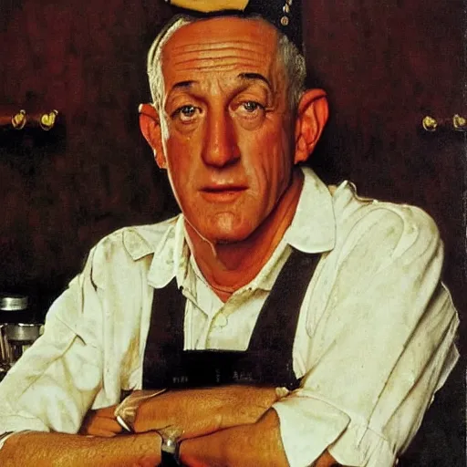 Prompt: benny gantz waiting tables, by norman rockwell