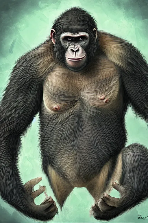 Prompt: an ape artichoke hybrid, highly detailed, digital art, sharp focus, trending on art station, anime art style