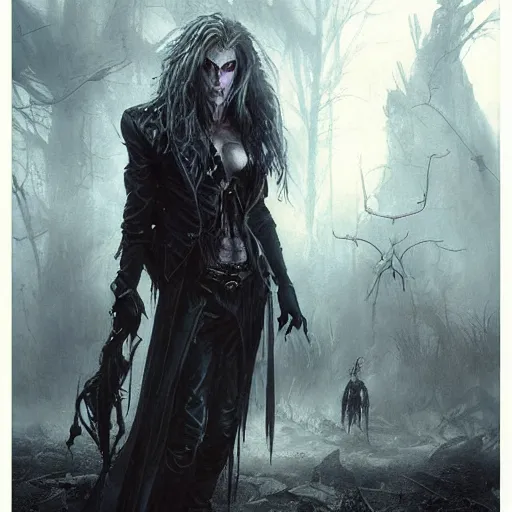 Image similar to lost boys vampire, darkwave, darksynth, concept art, sharp, digital matte painting, art by luis royo, greg rutkowski, wlop, dramatic lighting, trending on artstation