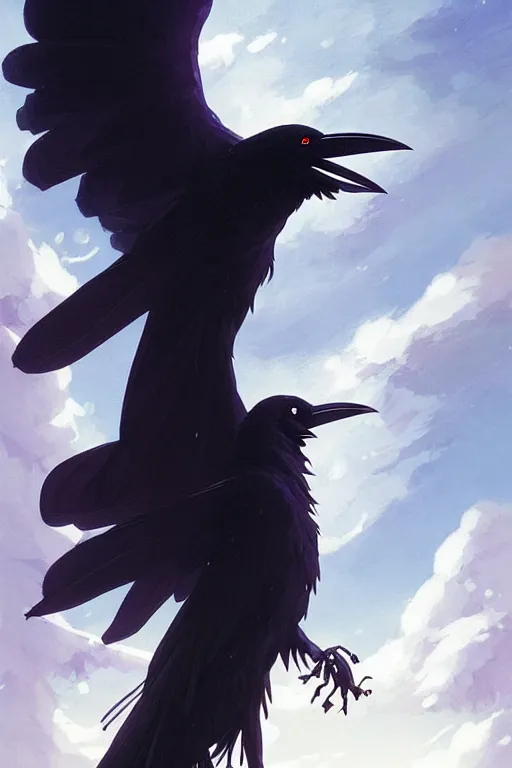 Image similar to raven headed warlock doing magic spells wind, white robes, finely detailed perfect face, exquisite details, mid view, design on a white background, by studio muti, greg rutkowski makoto shinkai takashi takeuchi studio ghibli