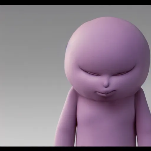 Image similar to purple clay homunculi staring at the camera, cute, octane render