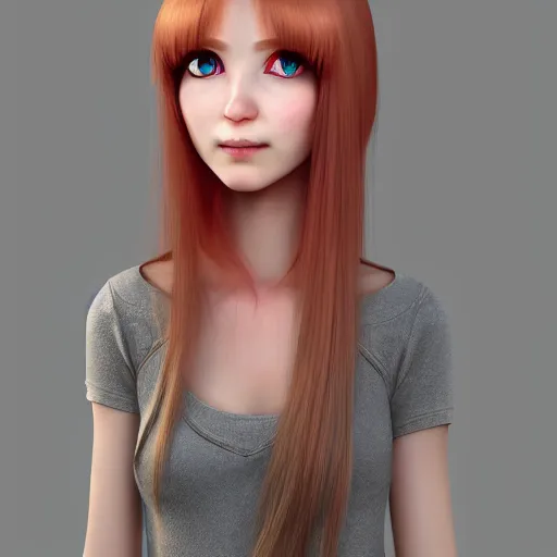 Image similar to A 3d cgi toon young woman with long pink hair, full bangs, amber eyes, pale skin, Chinese, medium shot, mid-shot, soft focus, 4k, trending on artstation