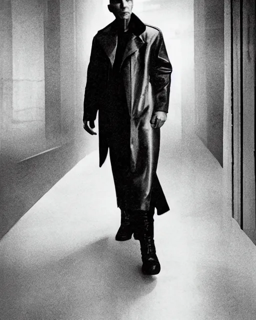 Image similar to an award winning portrait photograph of Deckard from Bladerunner dressed in Balenciaga