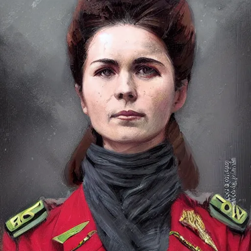 Image similar to portrait young soviet revolutionary leader nadezhda konstantinovna krupskaya, colourised, face portrait, epic, tragic, military art, fantasy, dieselpunk, hd shot, digital portrait, beautiful, artstation, comic style, by artgerm, guy denning, jakub rozalski, magali villeneuve and charlie bowater