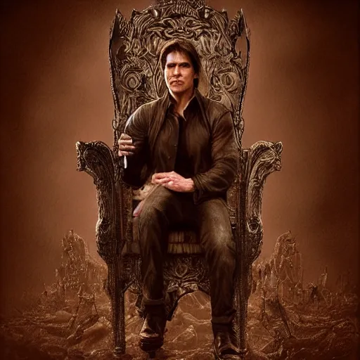 Image similar to Tom Cruise as a chair, high resolution fantasy concept art, realistic, intricate details, soft lighting