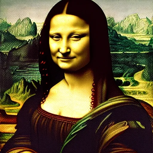 Image similar to the incredible hulk portrait painting by leonardo da vinci in the style of the mona lisa