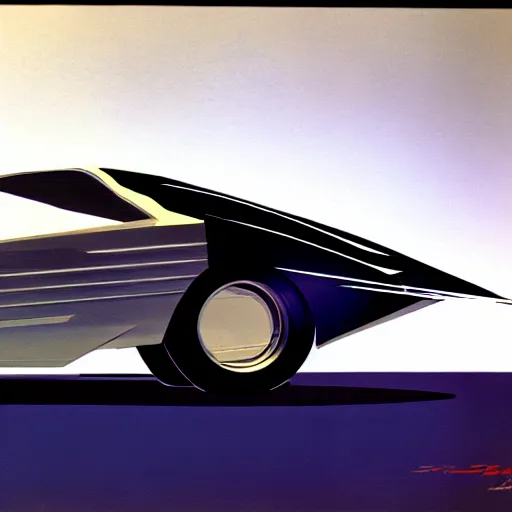 Prompt: concept art for a car with saw blades on the sides, illustrated by syd mead, high quality