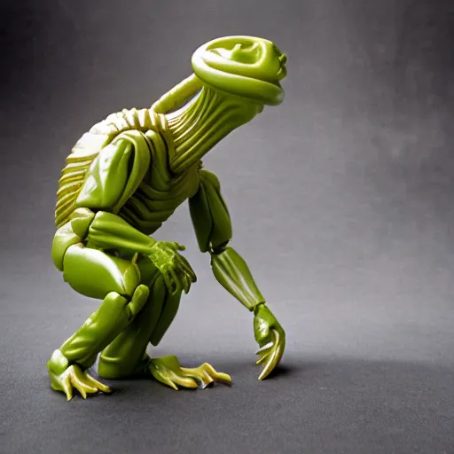 Prompt: 1980s plastic vinyl action figure toy of Cthulu creature with muscular arms, studio photography isolated on a white background