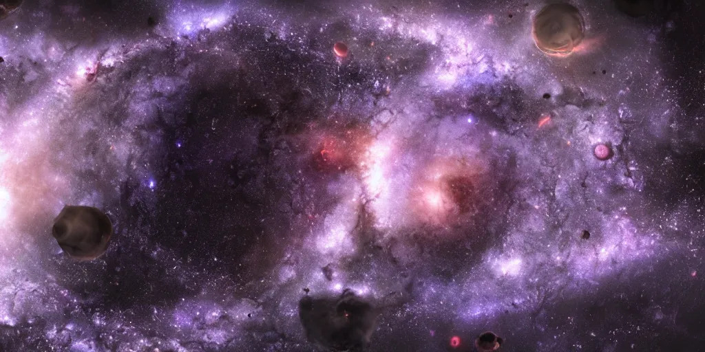 Image similar to view of the one spiral galaxy, milky way, deep space, dark space, unreal engine 5