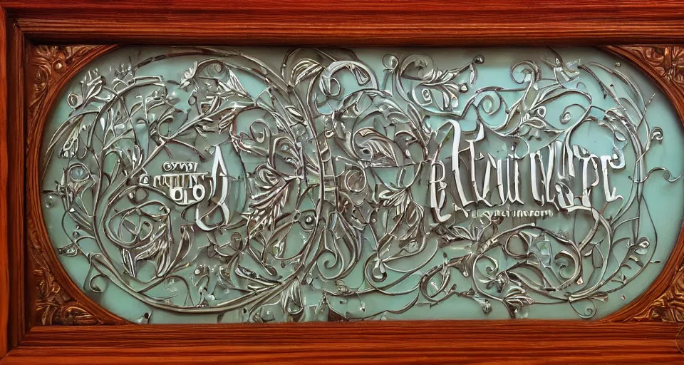 Prompt: a detailed and intricate beautiful reverse glass painted sign, by david a smith, by david adrian smith