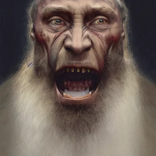 Prompt: vladimir putin, is unga bunga, mammoth hunting, macabre, by donato giancola and greg rutkowski and wayne barlow and zdzisław beksinski, realistic face, digital art