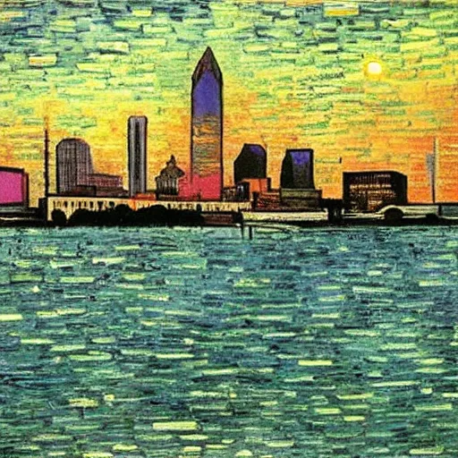 Image similar to downtown Tampa skyline by Van Gogh