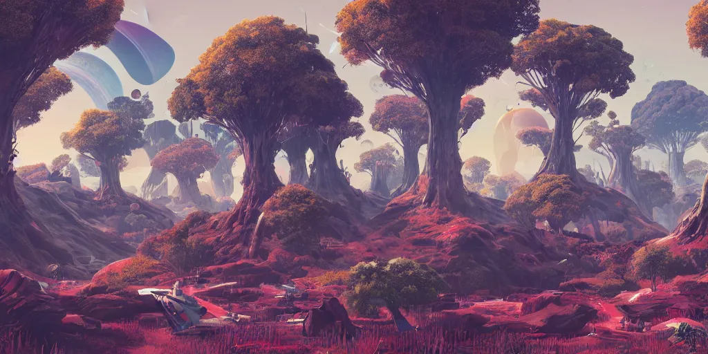 Prompt: 3d rendered landscape with a lot of details by james jean in no mans sky style , redshift, octane