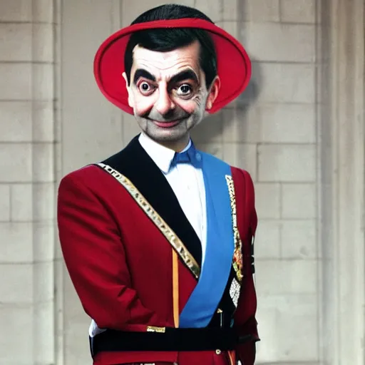 Prompt: Mr. Bean as queen Elizabeth