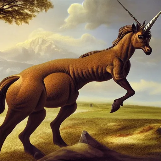 Image similar to the magdeberg unicorn, paleoart,