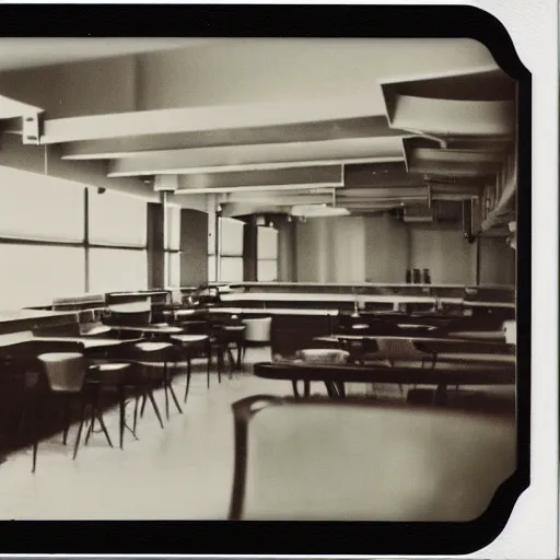 Prompt: interior shot of a cafeteria, polaroid