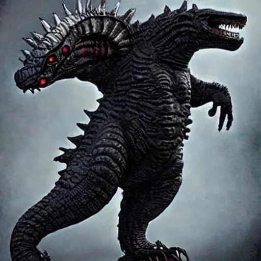 Image similar to godzilla and xenomorph hybrid