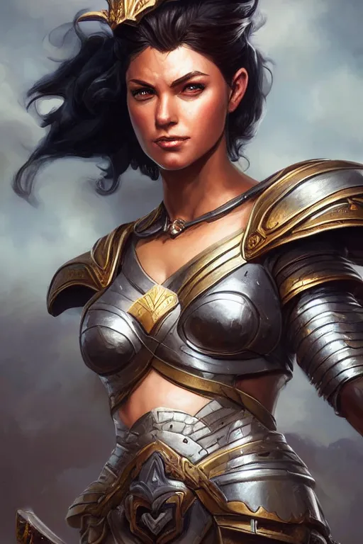 Image similar to amazon valkyrie athena, d & d, fantasy, portrait, highly detailed, headshot, digital painting, trending on artstation, concept art, sharp focus, illustration, art by artgerm and greg rutkowski and magali villeneuve