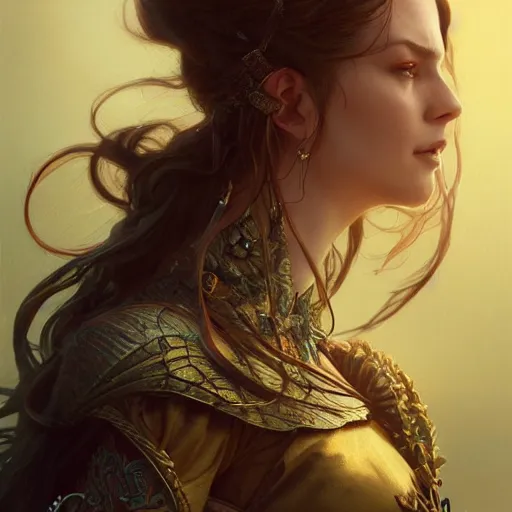 Image similar to Melina from elden ring D&D, fantasy, intricate, elegant, highly detailed, digital painting, artstation, concept art, smooth, sharp focus, illustration, art by artgerm and greg rutkowski and alphonse mucha