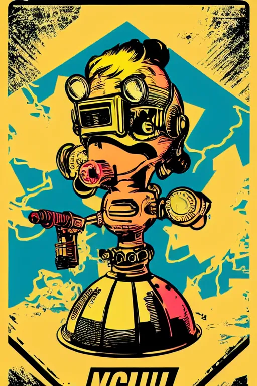 Image similar to fallout 7 6 retro futurist illustration art by butcher billy, sticker, colorful, illustration, highly detailed, simple, smooth and clean vector curves, no jagged lines, vector art, smooth andy warhol style