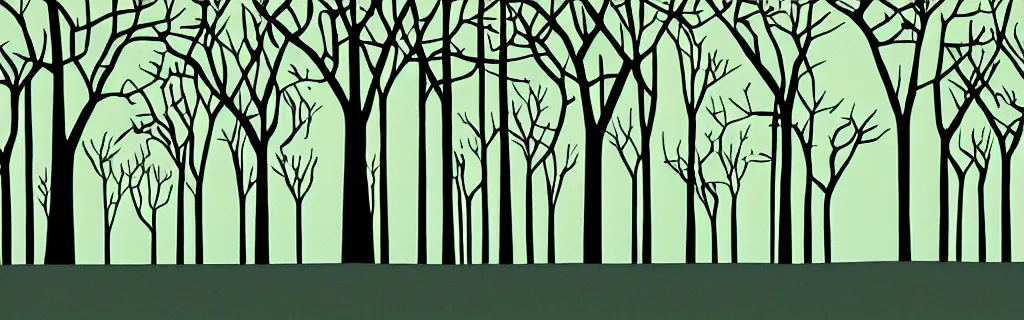 Image similar to hospital ward, trees, black and green tones, animated film, stylised, illustration, by eyvind earle, scott wills, genndy tartakovski