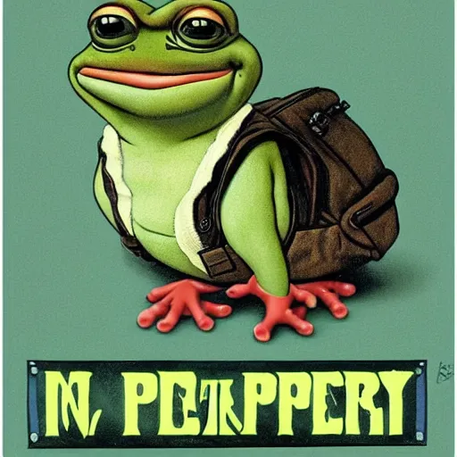 Image similar to gary coopers as pepe the frog by norman rockwell