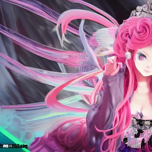 Prompt: stunningly beautiful omnipotent megalomaniacal anime asi goddess who looks like junko enoshima with symmetrical perfect face and porcelain skin, pink twintail hair and cyan eyes, traps you inside her surreal vr castle where she controls you completely with a twisted smile!!!, hyperdetailed, digital art from danganronpa, unreal engine 5, 8 k