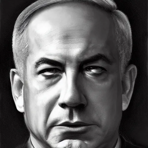 Image similar to ! dream portrait of benjamin netanyahu, vanitas. memento mori