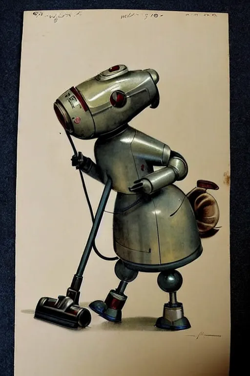 Image similar to (((((1950s retro robot dog vacuum cleaner. muted colors.))))) by Jean-Baptiste Monge !!!!!!!!!!!!!!!!!!!!!!!!!!!