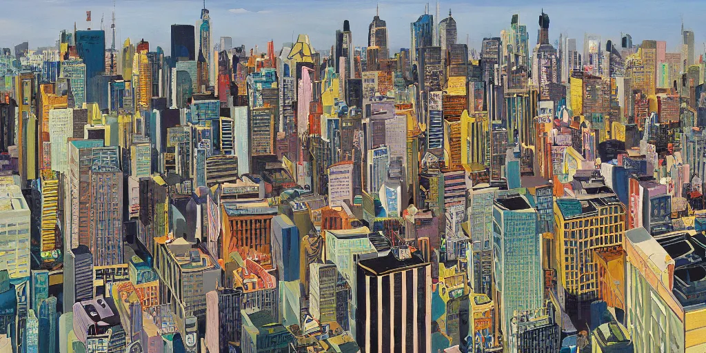 Image similar to stunning painting of a modern city landscape by brian k. vaughan