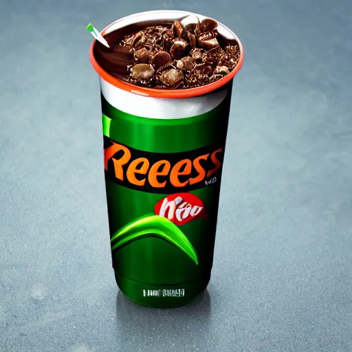 Prompt: Reeses cup dipped in Mtn Dew