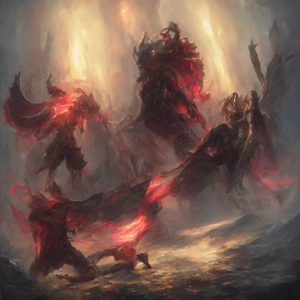 Prompt: a decaying knight falls to his knees in defeat by wlop and noah bradley and delphin enjolras and daniel f. gerhartz