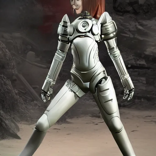 Image similar to a cybernetic female android martial-artist/mercenary in a combat pose Photorealistic HD 8k highlights and shadow detailed High Resolution