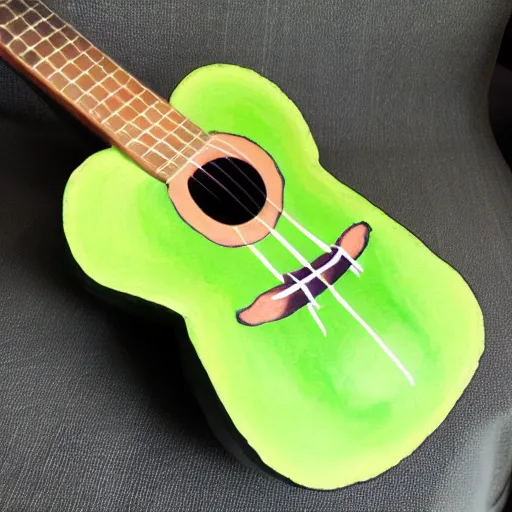 Image similar to avocado ukulele painted by o ’ keeffe