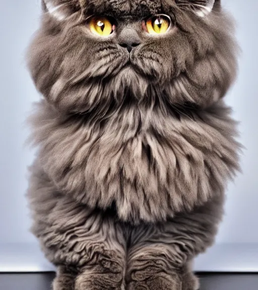 Image similar to fluffy groomed selkirk rex cat portrait, glorious and loving, by betsy walton, kenneth blom, mental alchemy, james jean, pablo amaringo, contemporary art, hyper detailed