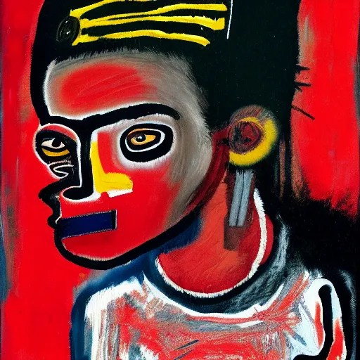 Prompt: painting of jean - michel basquiat by frida kahlo